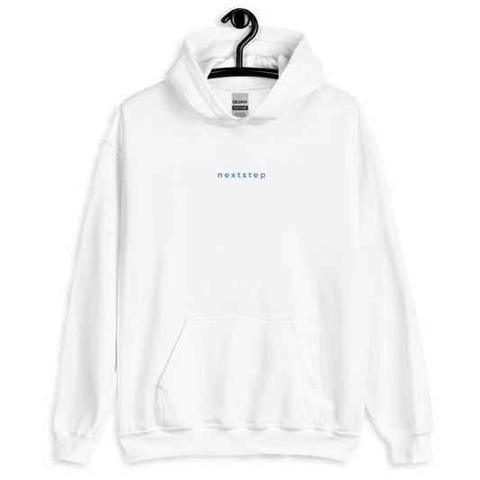 unisex hoodie (white with blue logo)